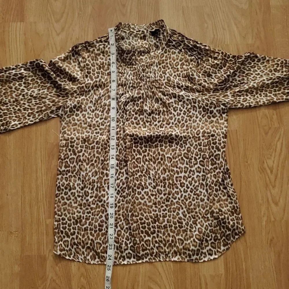 🌹 J. CREW 🌹 Ruffleneck Drapey Leopard Print Satin Blouse - [Size XS]